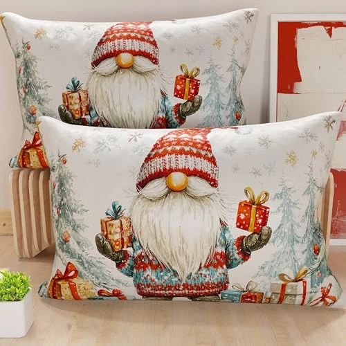 Petti Italian Artisans – Paar 30 x 50 cm große Mikrofaser-Kissenbezüge,Weihnachtsdekor-Kissen für Schlafzimmer, Sofa,Wohnzimmer, 2er-Set Kissenbezüge, Weihnachts-Kissenbezug 19
