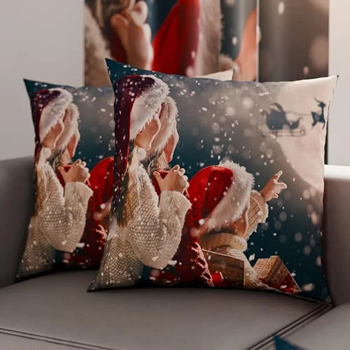 PETTI Artigiani Italiani - Paar kussenslopen 30 x 30 cm van microvezel, kerstdecoratie, voor slaapkamer, bank, woonkamer, set van 2 kussenslopen, kussensloop Xmas 20