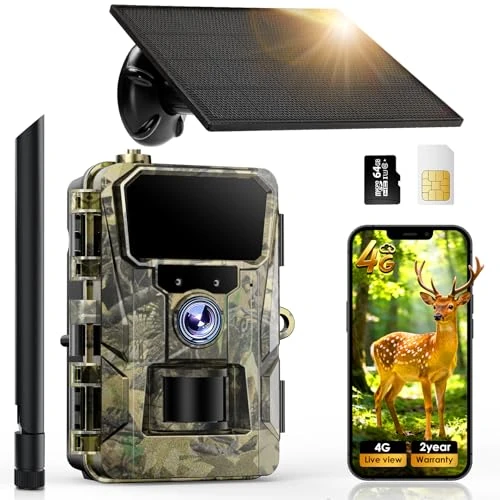 Limitiertes Angebot: iZEEKER Solar Wildkamera mit Handyübertragung App, HD 48MP 4G LTE & Standard Wildkamera, Bewegungsmelder Nachtsicht, App-Steuerung Kein WLAN IP66 Wasserdicht mit SIM-Karte & 64 GB Micro-SD-Karte von 69.99 EUR auf 69.99 EUR (Spare 0%)