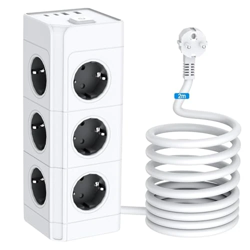 Oferta limitowana: Listwa zasilająca z 12 gniazdami USB (2 USB-A + 2 USB-C), 230V/16A, 3680 W, kabel 2 m – pionowa listwa zasilająca z zabezpieczeniem przed przeciążeniem i osłoną przed dziećmi, listwa zasilająca do z 149.99 zł na 149.99 zł (oszczędź 0.00