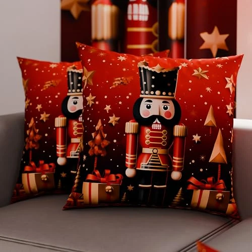 Offerta a tempo: PETTI Artigiani Italiani - Coppia di Federe Cuscino 45x45 cm in Microfibra, Federe Natalizie, Cuscini Arredo di Natale Camera da Letto, Divano, Salotto, Set 2 Fodere Copricuscino, Federa Xmas 1 - 61% da 14.90 € a 5.84 €