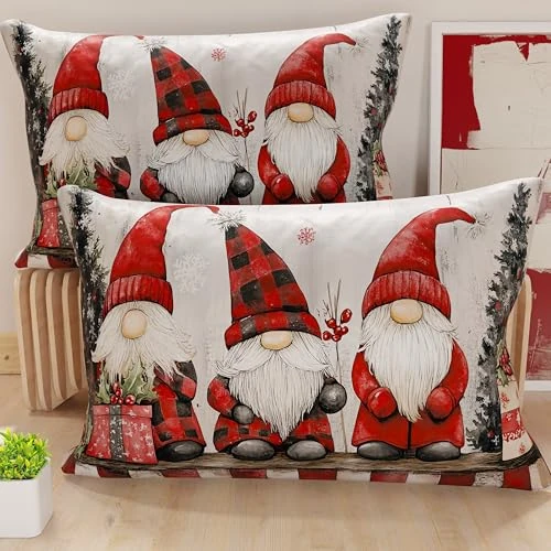 Offerta a tempo: PETTI Artigiani Italiani - Coppia di Federe Cuscino 40x70 cm in Microfibra, Federe Natalizie, Cuscini Arredo di Natale Camera da Letto, Divano, Salotto, Set 2 Fodere Copricuscino, Federa Xmas 5 - 58% da 14.90 € a 6.32 €
