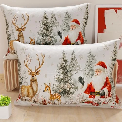 Offerta a tempo: PETTI Artigiani Italiani - Coppia di Federe Cuscino 40x70 cm in Microfibra, Federe Natalizie, Cuscini Arredo di Natale Camera da Letto, Divano, Salotto, Set 2 Fodere Copricuscino, Federa Xmas 17 - 34% da 14.90 € a 9.86 €