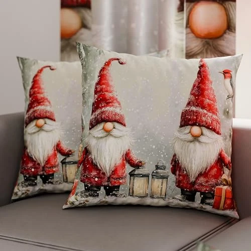 Offerta a tempo: PETTI Artigiani Italiani - Coppia di Federe Cuscino 50x50 cm in Microfibra, Federe Natalizie, Cuscini Arredo di Natale Camera da Letto, Divano, Salotto, Set 2 Fodere Copricuscino, Federa Gnomo 02 - 26% da 14.90 € a 11.10 €