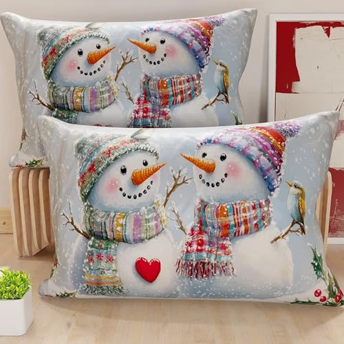 PETTI Artigiani Italiani - Coppia di Federe Cuscino 30x50 cm in Microfibra, Federe Natalizie, Cuscini Arredo di Natale Camera da Letto, Divano, Salotto, Set 2 Fodere Copricuscino, Federa Xmas 7