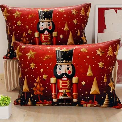 Offerta a tempo: PETTI Artigiani Italiani - Coppia di Federe Cuscino 40x80 cm in Microfibra, Federe Natalizie, Cuscini Arredo di Natale Camera da Letto, Divano, Salotto, Set 2 Fodere Copricuscino, Federa Xmas 1 - 53% da 14.90 € a 6.99 €