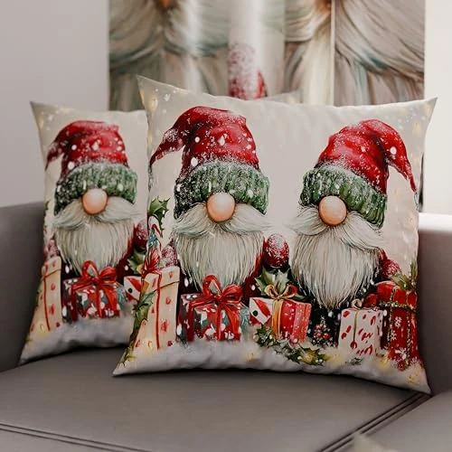 Petti Italian Artisans – Paar 35 x 35 cm große Mikrofaser-Kissenbezüge,Weihnachtsdekor-Kissen für Schlafzimmer, Sofa,Wohnzimmer, 2er-Set Kissenbezüge, Weihnachts-Kissenbezug 11
