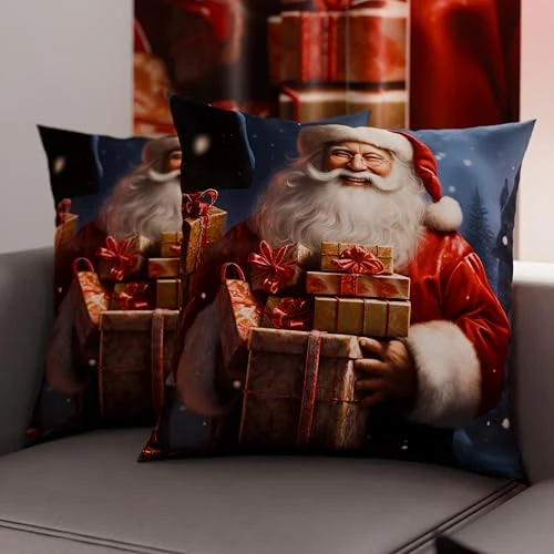 Petti Artisans Italiens - Paire de Housses de Coussin en Microfibre 30x30 cm, Coussins Décoratifs de Noël pour Chambre, Canapé, Salon, Lot de 2 Housses de Coussin, Taie d'oreiller de Noël 2