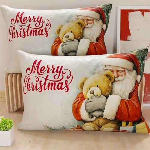 Limited-time offer: PETTI Italian Artisans - Pair of 50x70 cm Microfiber Cushion Covers, Christmas Pillow Cases, Christmas Decor Cushions for Bedroom, Sofa, Living Room, Set of 2 Cushion Covers, Xmas Pillow Case 12 from 22.90 £ to 4.85 £ (save 78.82%)