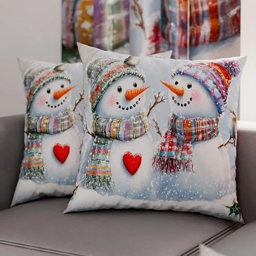 Petti Artesanos Italianos - Par de Microfibra de 30x30 cm, Fundas de Almohada Navideñas, Cojines Decorativos Navideños Dormitorio, Juego de 2 Fundas de Cojín, Funda de Almohada de Navidad 7