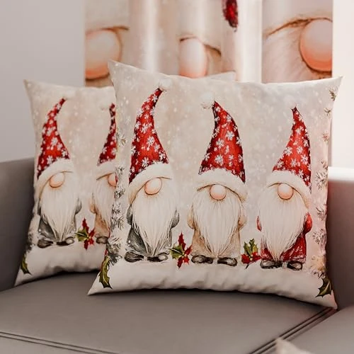 Offerta a tempo: PETTI Artigiani Italiani - Coppia di Federe Cuscino 45x45 cm in Microfibra, Federe Natalizie, Cuscini Arredo di Natale Camera da Letto, Divano, Salotto, Set 2 Fodere Copricuscino, Federa Gnomo 03 - 67% da 14.90 € a 4.91 €