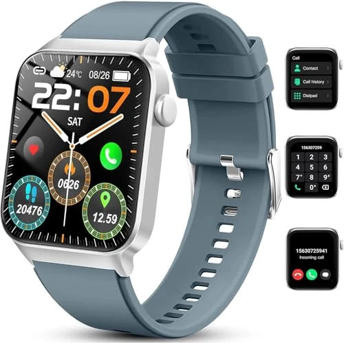 Smartwatch voor dames en heren, 1,85 inch HD smartwatch voor dames met telefoonfunctie, smart watch fitnesshorloge 113+ sportmodi, IP68 waterdicht, sporthorloge met hartslagfrequentie, slaapmonitor