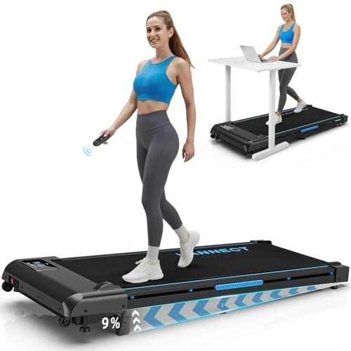 Vannect Tapis Roulant Elettrico con Inclinazione, 10 km/u Treadmill Voor Thuis/Kantoor, 2,75 pk Onder Bureau Loopband Met LED-Display En Magnetische Afstandsbediening, Draagvermogen 150 kg