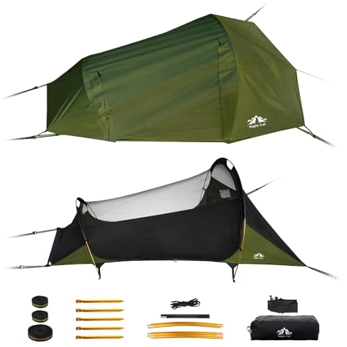 Offerta a tempo: Night Cat Tenda Amaca Con Zanzariera: A Forma Triangolare Con Fondo Piatto Impermeabile per 1 Posto Verde - 23% da 199.99 € a 153.42 €