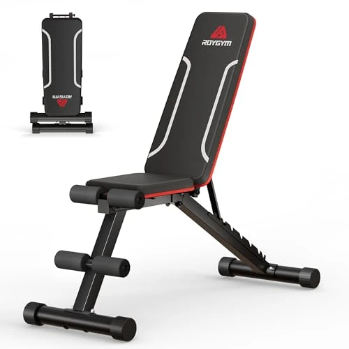 Roygym Folding Weight Bench, Multifunctional Workout Bench with 9-Way Adjustable Backrest, Exercise Bench Incline Bench for Full Body Workout, Adjustable Fitness Bench Stimulation Load 300 kg