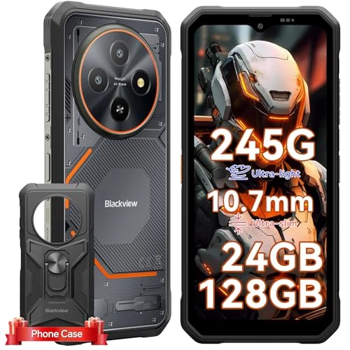 Blackview Fort 2 Movil Irrompible Android 15, Ultra Fino 10.7mm Movil Indestructible, 24(8+16) GB+128GB/2TB, Gemini AI, 6.56" HD+ 90 Hz, IP69K Impermeable, Cámara 16 MP+13 MP, 4G/NFC/OTG/GPS/245g