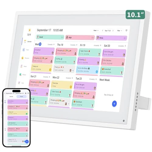 Digitaler Kalender, 10,1 Zoll Wandkalender Familienplaner mit 32GB Speicher, Intelligenter Tischkalender, Digitaler Bilderrahmen Terminplaner,Smart Kalender Synchronisierungsplan