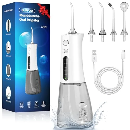 Oferta limitada: SURFOU Irrigador Dental Portatil Bucal Viaje, Limpiador Dientes Agua Presion Irrigadores Dentales Bucales, Water Flosser for Teeth Limpieza, Profesional Inalambrico Irrigador-dental Con Irradiador de 24.07 € a 24.07 € (ahorro 0.00%)
