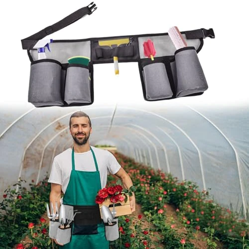 Vijixka Ceinture à Outils de Nettoyage, Ceintures Porte-Outils avec 4 Poches, Sac à Outils pour Ceinture de Nettoyage, Ceinture Outils Bricolage pour Jardinier, Menuisier, Électricien, Plombier