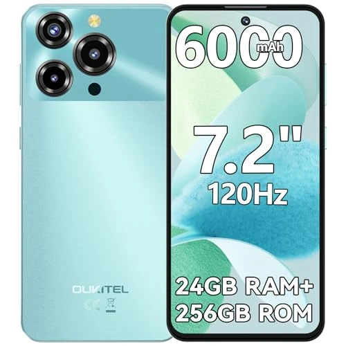 Offre limitee: OUKITEL C69 Telephone Portable Android 15, 7.2" HD+120Hz Smartphone Pas Cher, 24GO+256GO/TF 1TO Smartphone Débloqué 2025, 6000mAh Téléphone Gaming, 64MP+8MP, 4G Double SIM/NFC/GPS/Fingerprint/BT5.0 de 169.99 EUR a 169.99 EUR (economie 0%)