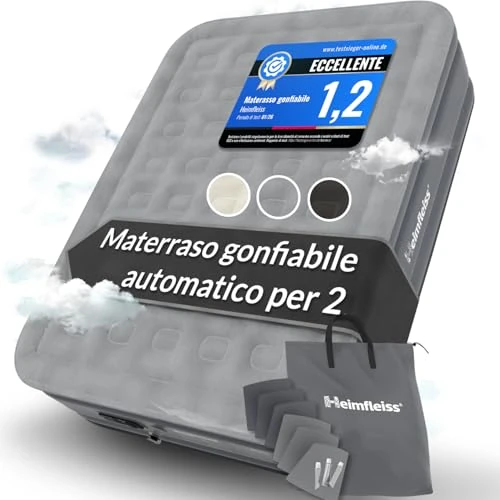 Heimfleiss® Matelas Gonflable 2 Personnes Electrique | Lit Gonflable Premium 150x200x45cm/ 2 Places | Matelas Gonflable Rapide avec Pompe Électrique Intégrée | Matelas d'Invités Autogonflant & Camping