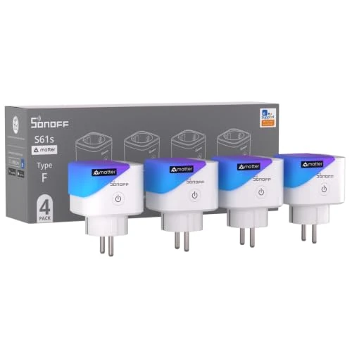 Offerta a tempo: SONOFF S61s Presa Intelligente WiFi 16A/3840W – Controllo Remoto e Vocale, Timer, Monitoraggio Energetico – Compatibile con Alexa, Google, Apple Home, SmartThings e Matter (Confezione da 4) - 20% da 33.82 € a 27.22 €
