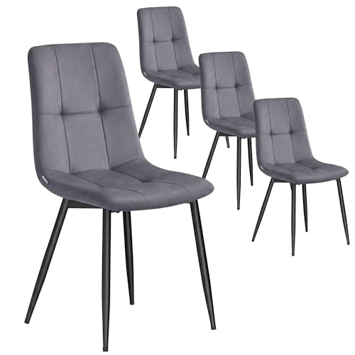 Zeitlich begrenztes Angebot: VASAGLE Esszimmerstühle Samt, Küchenstühle bis 120 kg belastbar, Sessel mit verstellbaren Füßen, modern, gepolstert, für Wohnzimmer, 4er Set, schiefergrau KDC080GN01 von 99.99 € auf 84.99 € (15% Rabatt)