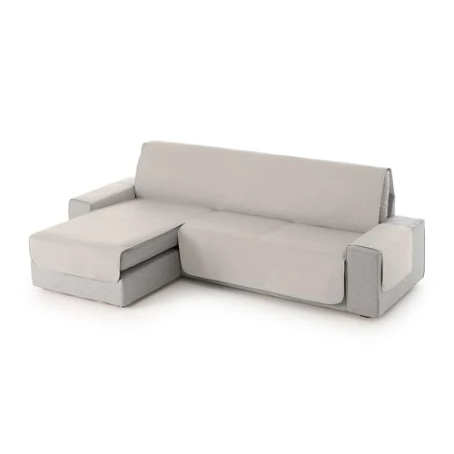 TEXTIL-HOME Housse de Canapé d’Angle Gauche avec Accoudoirs Adele 200 cm – Housse Protège-Canapé Réversible Matelassé Ivoire, Anti-Taches, Lavable, Idéal Animaux,