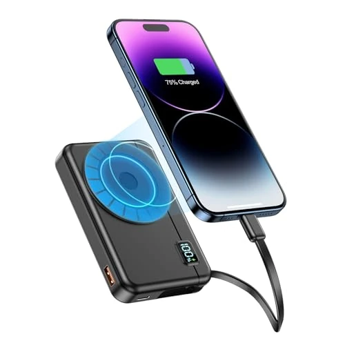 Zeitlich begrenztes Angebot: Moscsaz Powerbank für Magsafe10000mAh 22.5W Magnetische - Kabelloses Externe Handyakkus mit Typ-C-Eingang und -Ausgang USB-C, LED-Anzeige Kompatibel für iPhone 16 15 14 13 12 Pro Max Serie, Galaxy von 16.99 € auf 14.44 € (15% 