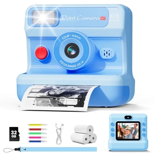 Offre limitée : CalineGam Appareil Photo Instantané Enfant, Écran 2,4" 1080P HD | Avec Double Objectif, Carte 32Go & 3 Rouleaux de Papier, Impression Sans Encre, Cadeau Filles & Garçons 3-12 Ans, Bleu de 36.79 € à 36.79 € (0.00% de remise)