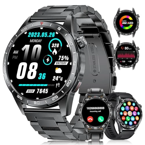 Limitiertes Angebot: LIGE Smartwatch Herren mit Telefonfunktion(3 Bänder), 1,43 Zoll AMOLED Militär Smart Watch für Android iOS, IP68 Wasserdicht, Herzfrequenz SpO2 Schlafmonitor, 400mAh Akku 120+Sportmodi Fitnessuhr von 89.99 EUR auf 49.99 EUR (Spare 44%)