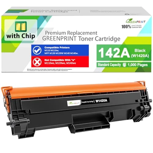 MIT CHIP 142A W1420A Kompatible Toner Kartusche 1000 Seiten Standardkapazität Schwarz für H P M110 M110w MFP M139 M139w M140 M140w Drucker, Funktioniert nicht mit H P+ Drucker Modell die auf "e" enden