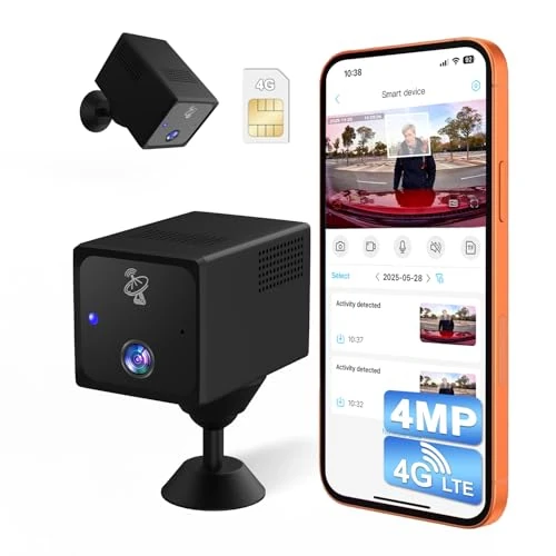 Offerta a tempo: UCOCARE Telecamera con SIM, Telecamera con SIM 4G da Esterno, 4MP HD Mini Dash Cam Auto senza Fili, Batteria 5200mAh, Rilevamento Movimento Radar, Visione 160°, Visione Notturna - 5% da 89.99 € a 85.49 €