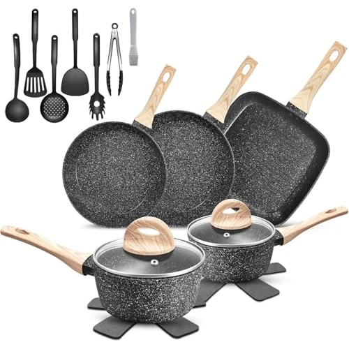 Limited offer: GTYZZH Set of 19 Induction Non-Stick Granite Cookware Set with PFOA Free PFOA PFOS from 109.99 EUR to 87.99 EUR (save 20%)