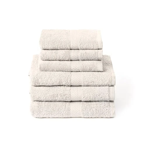 Caleffi 6-delige handdoekenset met gastendoekje, bestaande uit 3 x gezichtshanddoek 55 x 100 cm + 3 x bidhanddoek 40 x 60 cm, 100% katoen, zacht en zeer absorberend, douche-, gezichts- en