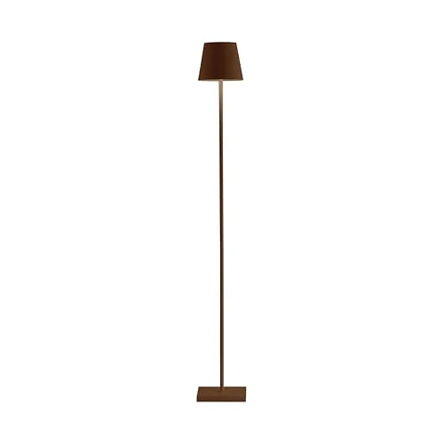 Zafferano, Lámpara Poldina L, Lámpara de Pie Recargable e Inalámbrica con Control Táctil, Adecuada para Interior y Exterior, Atenuador, 2200-3000 K, Altura Ajustable 52-122 cm, Color Corten