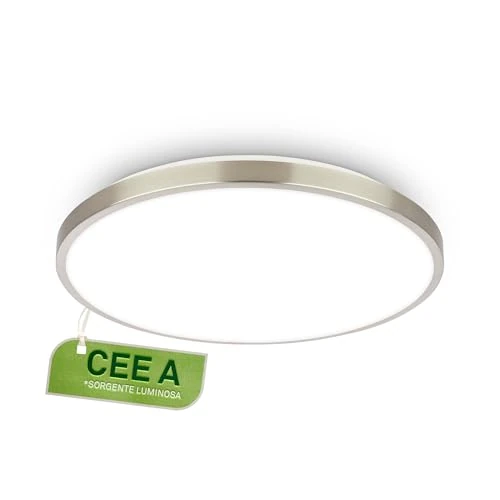 Offerta a tempo: BRILONER - Plafoniera LED, CEE A sorgente luminosa, 12,7W a 2900lm, luce bianca neutra, decoro in alluminio, lampada soffitto, plafoniere da soffitto, lampadario, 33x6 cm, nichel opaco - 21% da 37.95 € a 29.99 €