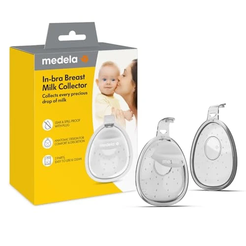 Offerta a tempo: Medela raccoglitore per latte materno adatto al reggiseno, design impermeabile con tappo flessibile, forma anatomica, realizzato senza BPA, facile da pulire e lavabile in lavastoviglie, capacità 30 ml - 35% da 16.90 € a 10.99 €