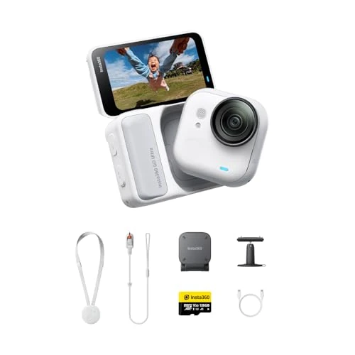 Limited-time offer: Insta360 GO Ultra Essentials Bundle (Arctic White) - Tiny Hands-Free 4K Cam, Lightweight & Portable, Low Light Excellence, Mount Anywhere, FlowState Stabilization, 200 Min Battery Life from 469.00 £ to 389.00 £ (save 17.06%)