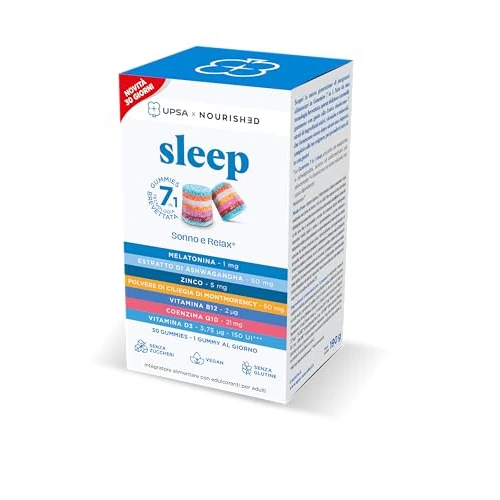 Offerta a tempo: UPSA Gummies - Melatonina e Ashwagandha Gummies x30 - Senza Zuccheri - per Prendere Sonno più Velocemente- Sleep Integratore Alimentare - con Edulcoranti, Vegan - 20% da 19.90 € a 15.92 €