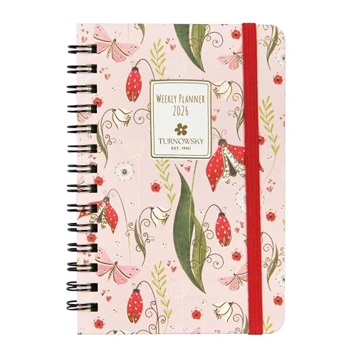 Turnowski terminarz tygodniowy, 12 miesięcy, kieszonkowy planer z czarną spiralą i okrągłymi narożnikami, transcia metal w pokrowcu, 168 kolorowych stron, idealny do pracy i uniwersytetu, 9 x 13 h cm