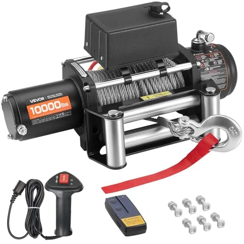 Offerta a tempo: VEVOR Verricello Elettrico, Capacità di 4500 kg, Verricello per Camion da 12 V CC con Fune in Acciaio Φ8,3 mm x 19,8 m, Telecomando Wireless e Cablato, IP55 per il Traino di SUV, Jeep, Rimorchi - 11% da 278.90 € a 246.90 €