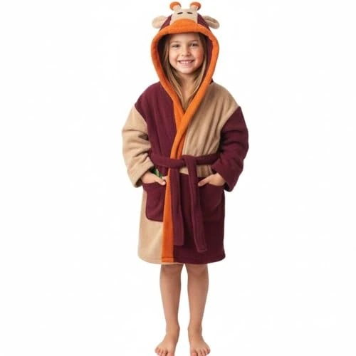 Offerta a tempo: Top Towel - Accappatoio Bambino e Bambina Jirafe in Cotone 100% | Spugna Morbida e Assorbente Certificata OEKO-TEX® 450 g/m² | Con Cappuccio, Tasca e Cintura – Ideale per Bagno o Piscina - 6 Anni - 0.00% da 20.81 € a 20.81 €