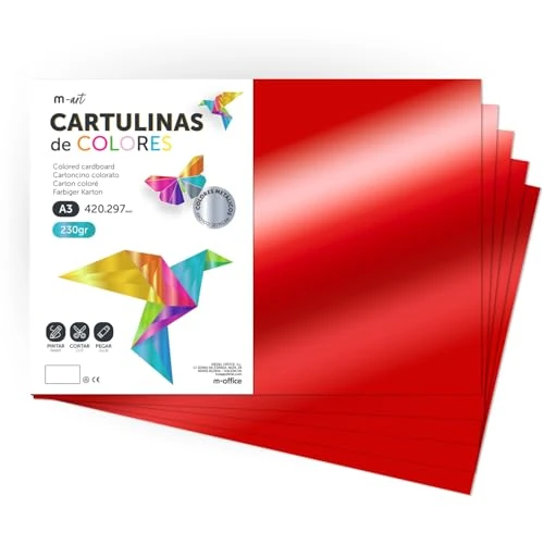 Offerta a tempo: Cartoncino Colorato Metallizzato, Fogli Grandi 50x65 cm, Cartoncini 230g per Fai da Te, Progetti Creativi e Arte con Effetto Riflettente m-office (10 fogli, rosso) - 0.00% da 12.92 € a 12.92 €
