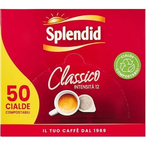 Offerta a tempo: Splendid - Caffè in Cialde ESE - 50 Cialde - Intensità 12 - Miscela Espresso per Macchina Portafiltro Monodose - Gusto Deciso e Aroma Tostato, Confezione da 4 - 30% da 39.96 € a 27.96 €