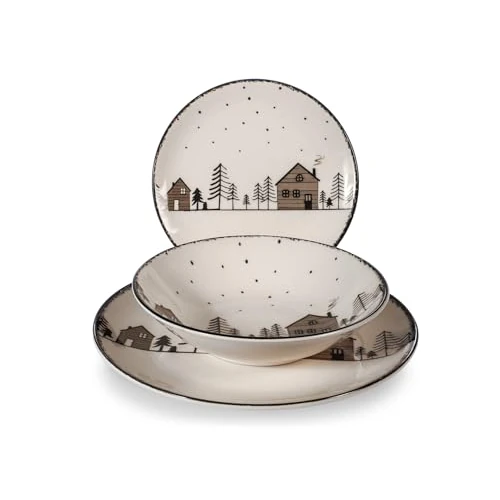 H&H Servizio Tavola Natalizio 18 Pezzi Warm Wishes In Stoneware