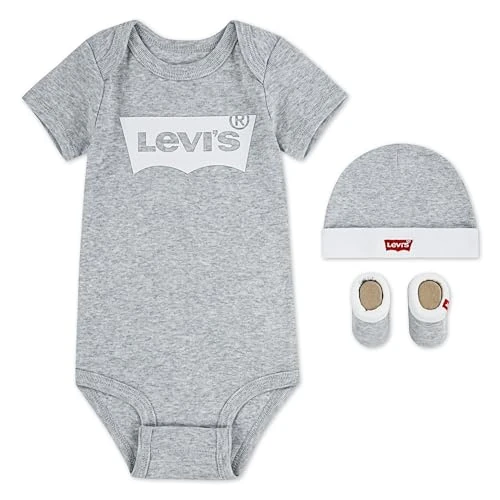 Levi's Kids Set clásico de gorro y botín para Batwing, conjunto de 3 piezas para bebés y pequeños