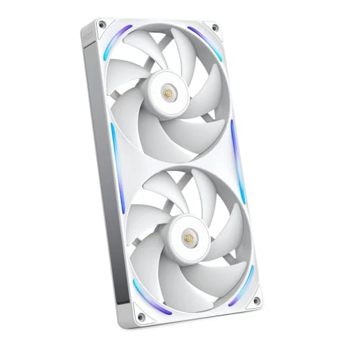 NZXT F280X Ventola Performance Telaio Singolo - 2x 140mm PWM RGB PC - Flusso aria & pressione max - Basso rumore - Telaio & pale LCP - Cuscinetto magnetico fluido - Spessore 30mm - Bianco