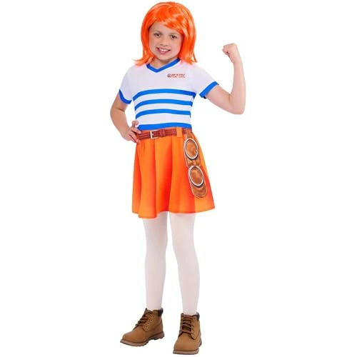 Offerta a tempo: Rubies Costume ufficiale di Nami Stagione 1, a righe, per bambini, taglia 7-8 anni - 10% da 31.35 € a 28.30 €