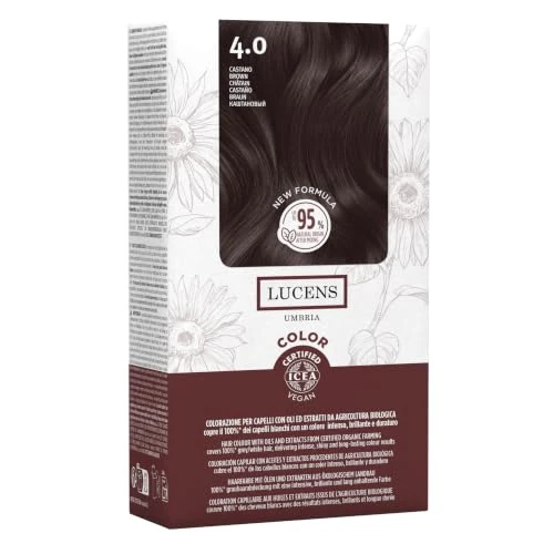 Offerta a tempo: Lucens Umbria Color Kit 4.0 Castano Senza Ammoniaca Vegan | Kit colore permanente vegan 40 Castano: senza ammoniaca, con estratti naturali - 0.00% da 14.43 € a 14.43 €